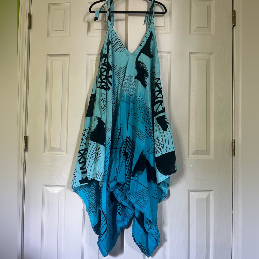 Blue and Black Handmade Romper